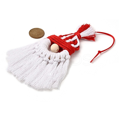 Christmas Handmade Woven Macrame Cotton Thread Santa Claus Pendant Decorations HJEW-JM02455-02-1