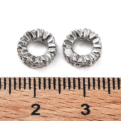 Brass Micro Pave Cubic Zirconia Rondelle European Beads KK-H451-05P-1