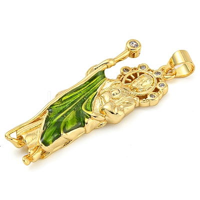 Rack Plating Brass Micro Pave Clear Cubic Zirconia Pendants KK-Z063-04G-1