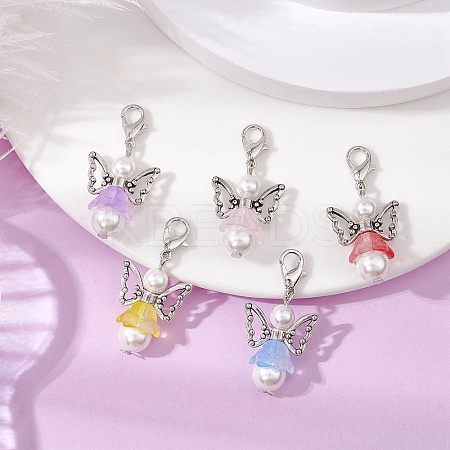 Angel Glass & Shell Pearl Bead Pendant Decorations HJEW-JM02964-1