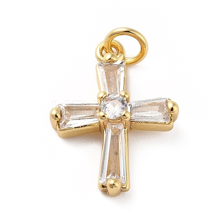 Rack Plating Brass Micro Pave Cubic Zirconia Pendants KK-E281-15G-1