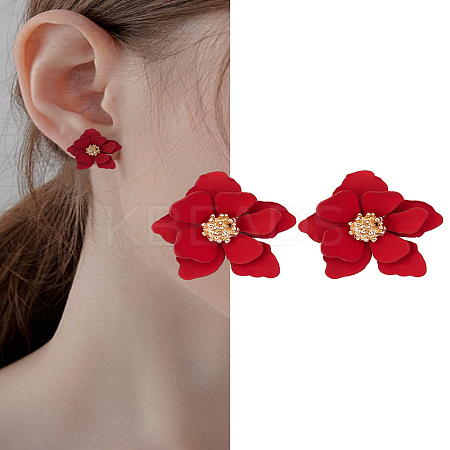 1 Pair Sweet and Stylish Multi-layer Petal Flower Stud Earrings for Women EJEW-LP0007-018-1