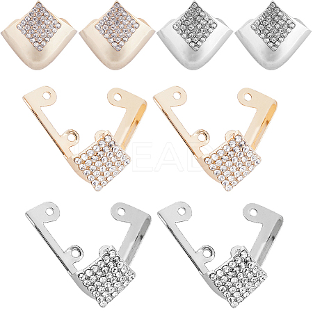 8Pcs 4 Styles Iron with Crystal Rhinestone Toe Cap Covers FIND-GF0005-11-1