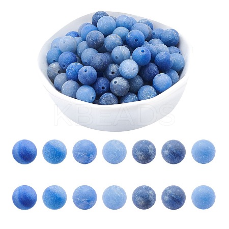Dyed & Heated Natural Blue Aventurine Beads Strands G-AR0001-54-1