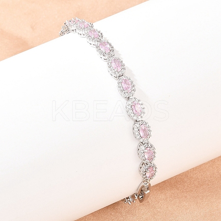 Platinum Tone Brass Micro Pave Cubic Zirconia Tennis Bracelets BJEW-B160-02P-01-1