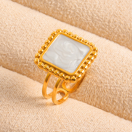 304 Stainless Steel with Enamel Cuff Open Rings for Women IT3145-4-1