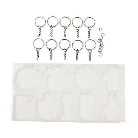 DIY Silicone Halloween Theme Pendant Molds & Keychain & Jump Ring Set HAWE-PW0001-034B-1