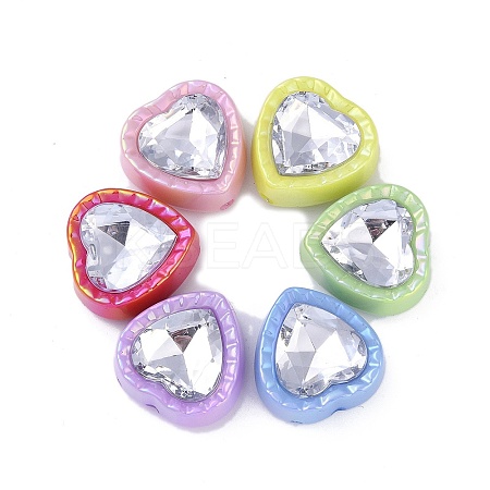 UV Plating Iridescent Acrylic with Rhinestone Beads OACR-B021-08-1