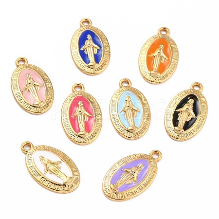 Golden Alloy Enamel Pendants KK-P197-16G-1
