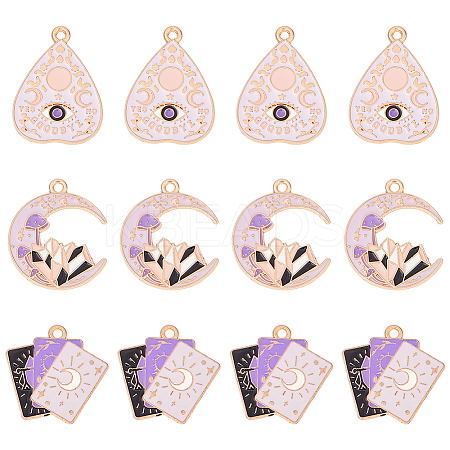 18Pcs 3 Styles Tarot Style Alloy Eanaml Pendants FIND-DC0006-60-1