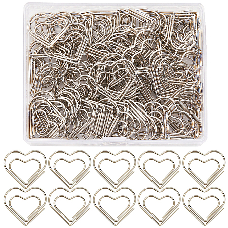 100Pcs Heart Shape Iron Paper Clips TOOL-WH20002-03A-P-1