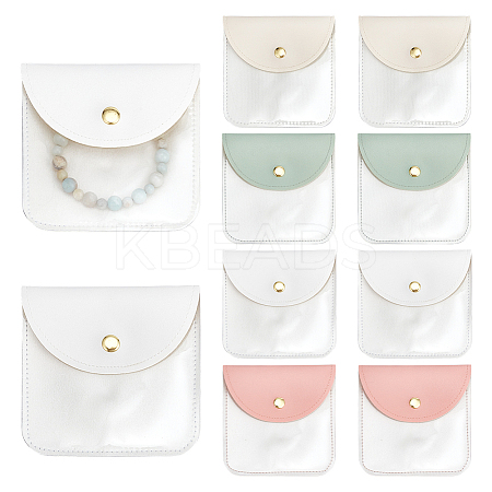 8Pcs 4 Colors PU Leather Jewelry Envelope Pouches Gift Bags with Snap Button and Clear Window ABAG-PH0001-62A-1