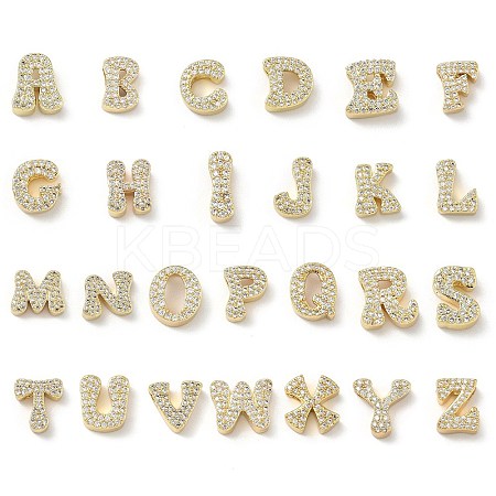 Brass Micro Pave Cubic Zirconia Charms KK-I382-06G-1