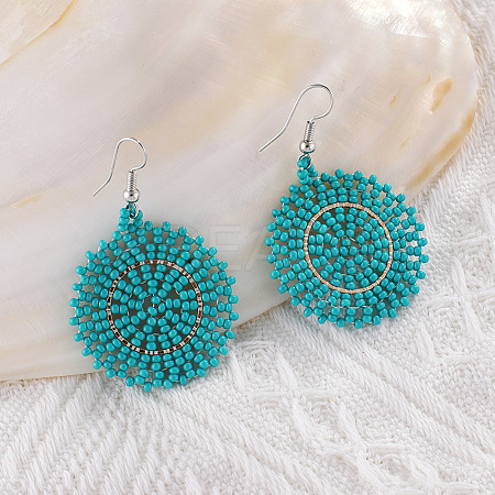 Glass Seed Braided Dangle Earrings for Women FIND-PW0024-16F-1