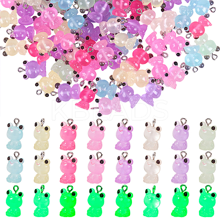 60Pcs Luminous Transparent Resin Pendants RESI-SZ0002-04-1