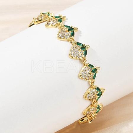 Brass Micro Pave Cubic Zirconia Link Bracelets for Women BJEW-Z126-05G-01-1