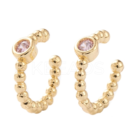 Brass Micro Pave Cubic Zirconia Cuff Earrings EJEW-H109-01E-G-1