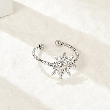 Sun 304 Stainless Steel Open Cuff Rings for Women LS-RJEW-G338-13P-1