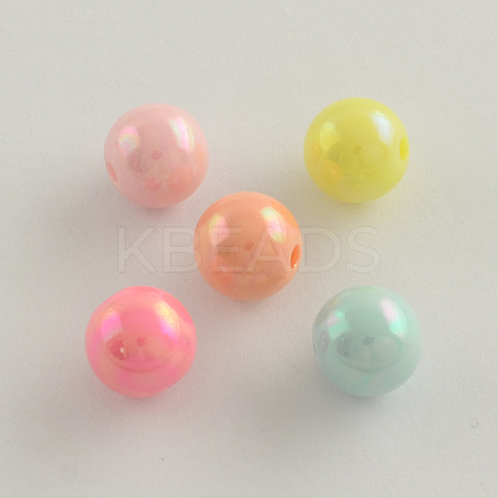 AB Color Plated Acrylic Round Beads SACR-Q109-10mm-M-1