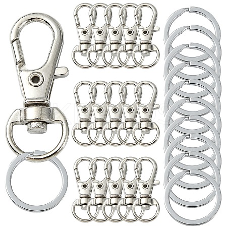 DIY Alloy Swivel Lobster Claw Clasps & Iron Split Key Rings Keychain Finding Kits DIY-YW0010-44P-1