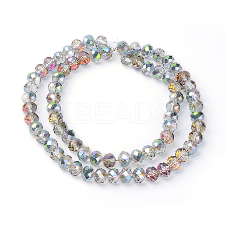 Electroplate Glass Faceted Rondelle Beads Strands EGLA-D020-10x8mm-15-1