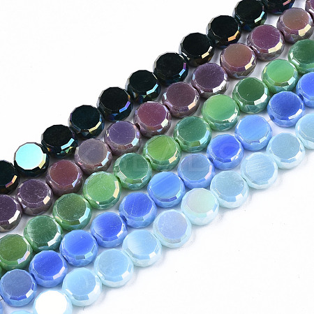 Electroplate Opaque Solid Color Glass Beads Strands EGLA-T020-07-1