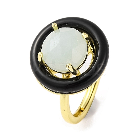 Rack Plating Round Brass Enamel Adjustable Rings RJEW-U004-01C-G-1