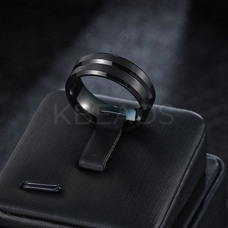Grooved 201 Stainless Steel Finger Rings for Men WG2ADDA-27-1