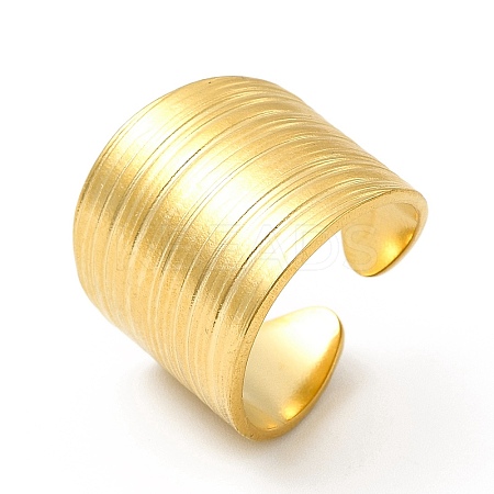 Ion Plating(IP) 304 Stainless Steel Textured Wide Open Cuff Ring for Women RJEW-E070-01G-1