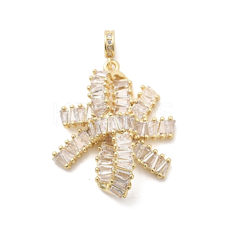Brass Pave Clear Cubic Zirconia European Dangle Charms KK-H529-32G-1