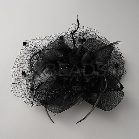 Women's Fascinators Feather Hat for Party Decoration AJEW-WH0650-73-1