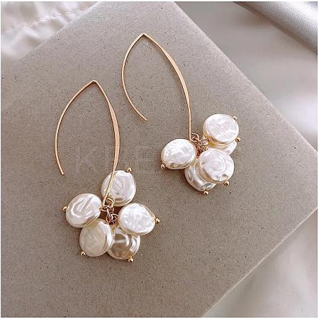 Alloy Pearl Bead Dangle Earrings FS-WG097D2-01-1
