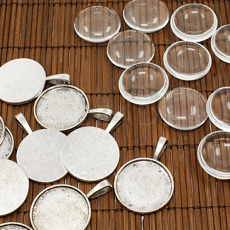 25mm Transparent Clear Domed Glass Cabochon Cover for Photo Pendant Making TIBEP-X0008-FF-1
