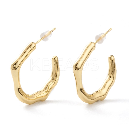 Brass Half Hoop Earrings EJEW-A056-14G-1
