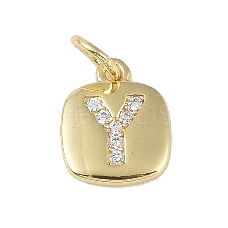 Rack Plating Brass Micro Pave CLear Cubic Zirconia Charms KK-E110-14G-Y-1