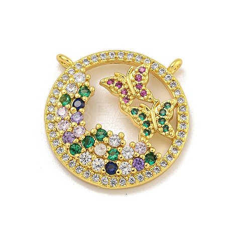 Rack Plating Brass Micro Pave Cubic Zirconia Pendants KK-C074-02G-04-1