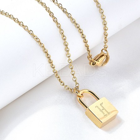 304 Stainless Steel Rolo Chain Pendant Necklaces NJEW-S444-01G-08-1