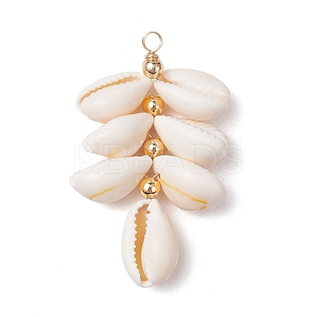 Natural Cowrie Shell Color-Changing Cluster Pendants PALLOY-JF03560-01-1