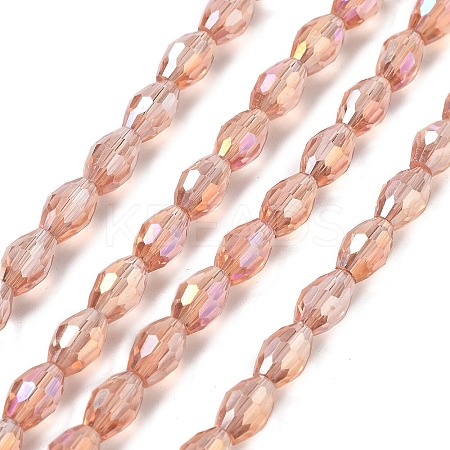 Transparent Electroplate Glass Beads Strands X-EGLA-A037-T6x8mm-B06-1