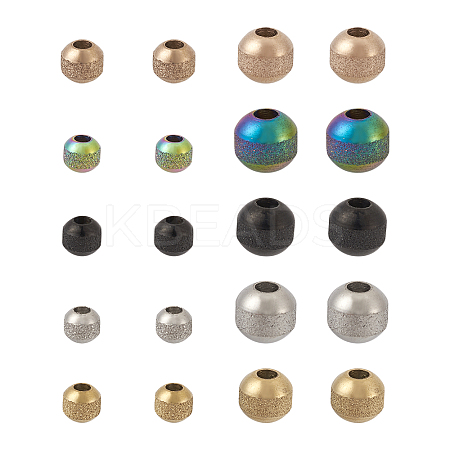 40Pcs 10 Style Textured 304 Stainless Steel Beads STAS-MP0001-09-1