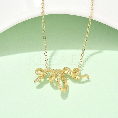 Brass Snake Wrapped Pendant Necklaces for Women LS-NJEW-U041-01G-1