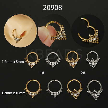 316L Surgical Stainless Steel Micro Pave Clear Cubic Zirconia Nose Rings WG1C8D8-05-1
