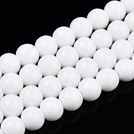 Opaque Solid Color Glass Beads Strands GLAA-T032-P8mm-02-1