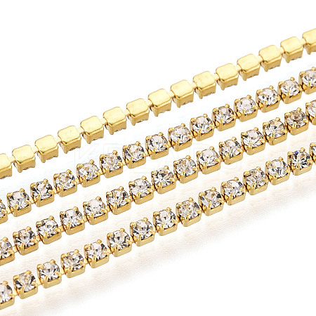 Brass Rhinestone Strass Chains CHC-T001-SS4.5-01G-1