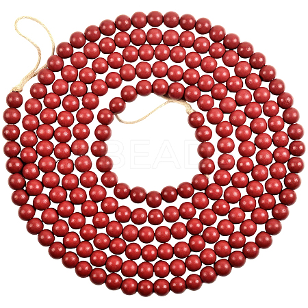 Wood Round Beads Pendant Decorations for Christmas Decorations HJEW-WH20003-49B-1