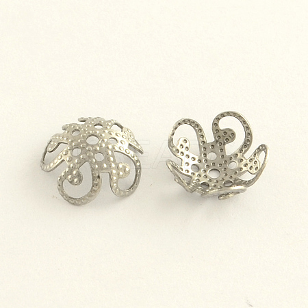 Tarnish Resistant 304 Stainless Steel 5-Petal Bead Caps STAS-R065-33-1