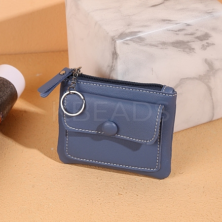 Imitation Leather Zippered Card Holder with Keyring PW-WGB6D9A-04-1