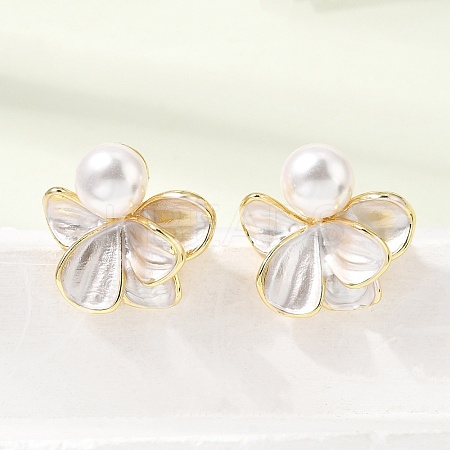 Brass Enamel Stud Earrings KK-CBAB173-02C-G-1