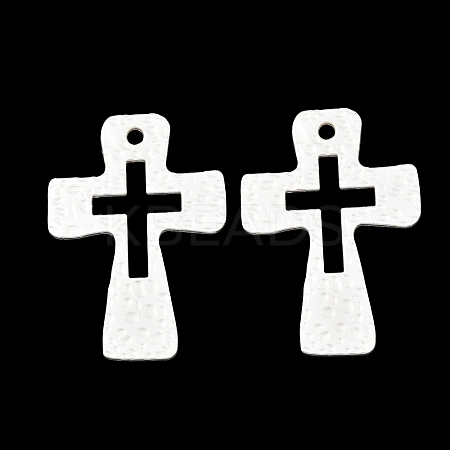 Hammered Cross Alloy Pendants PALLOY-D071-MS-1