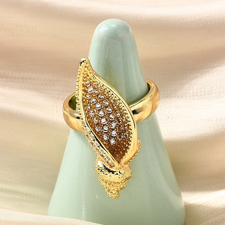 Brass Micro Pave Clear Cubic Zirconia Adjustable Open Cuff Rings for Women RJEW-I111-02G-02-1